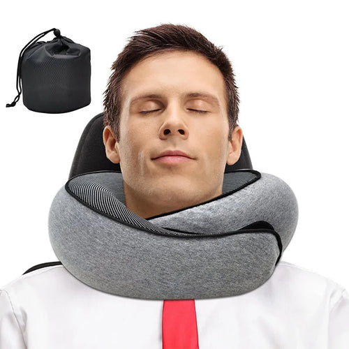 Memory Foam Travel Neck Pillow — Adjustable U-Shaped Support
