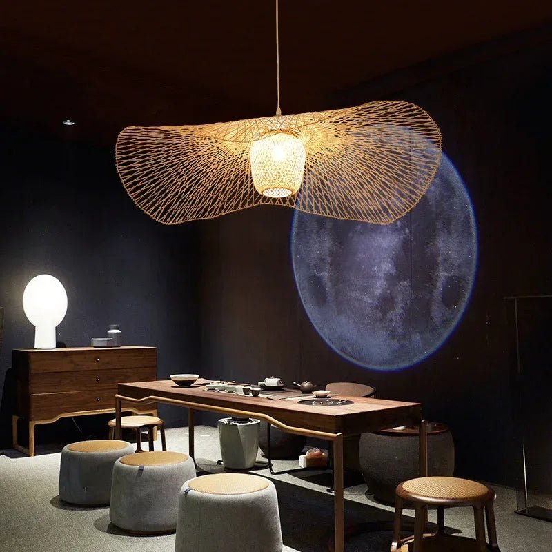 Japanese Bamboo Pendant Light - Modern Ceiling Fixture - Luci