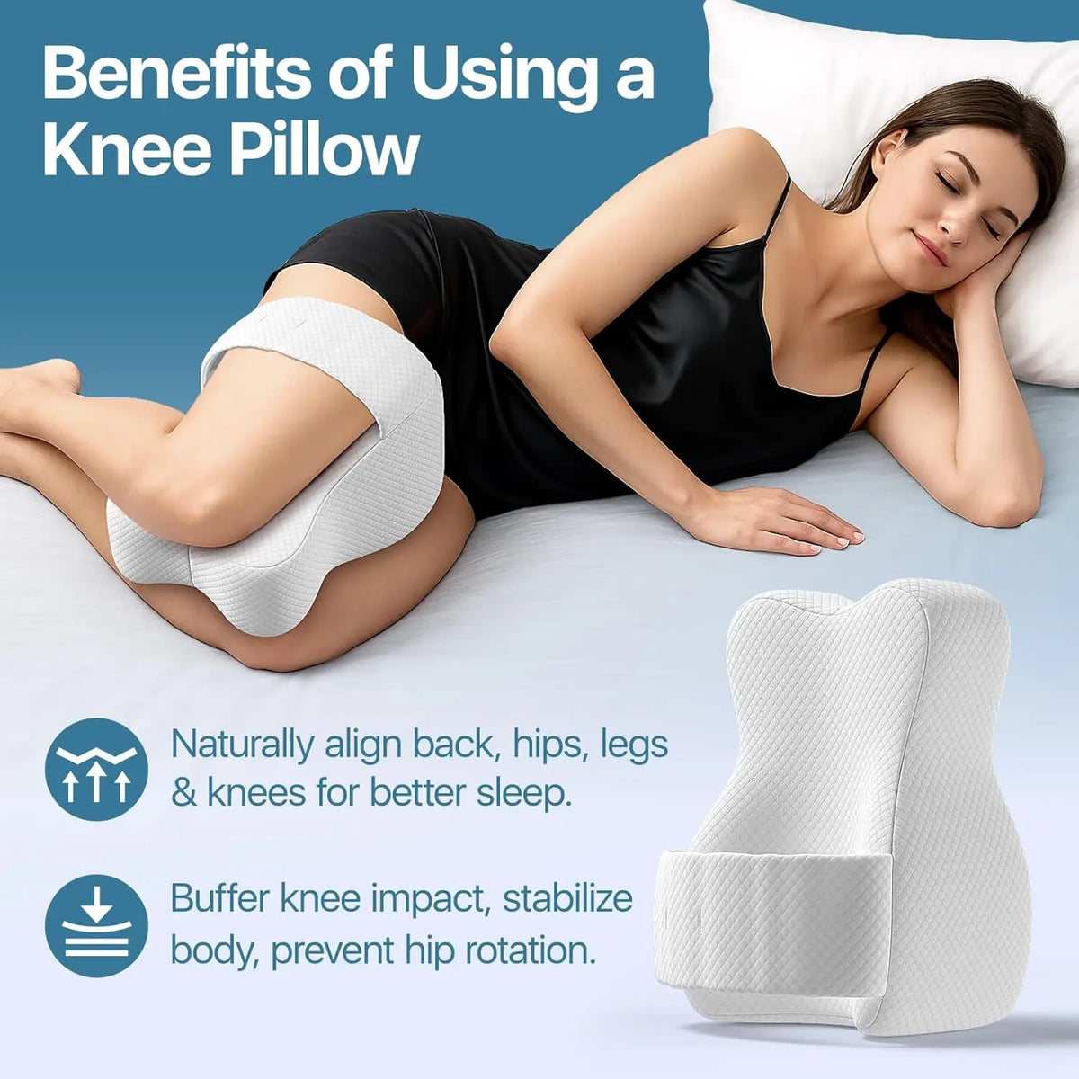 Memory Foam Knee Pillow — Leg Support for Side Sleepers