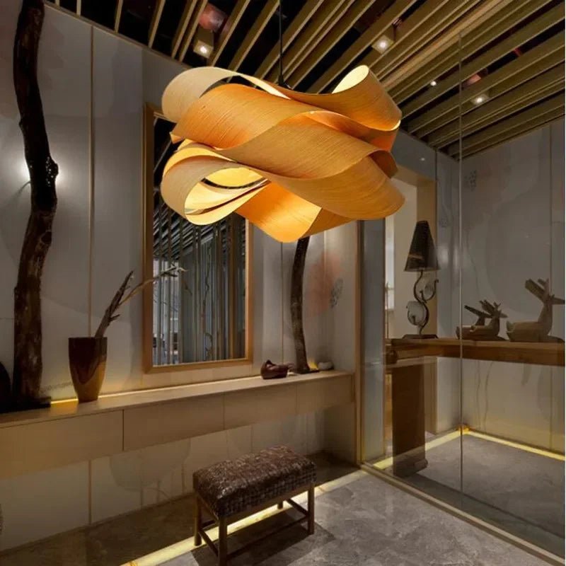 Nordic Minimalist Wooden Pendant Light - Modern Art Decor - Luci