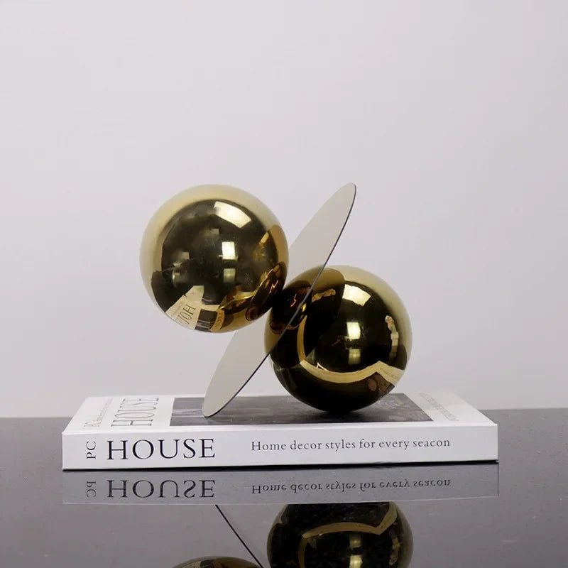 Golden Stainless Steel Abstract Sphere Sculpture - Luci