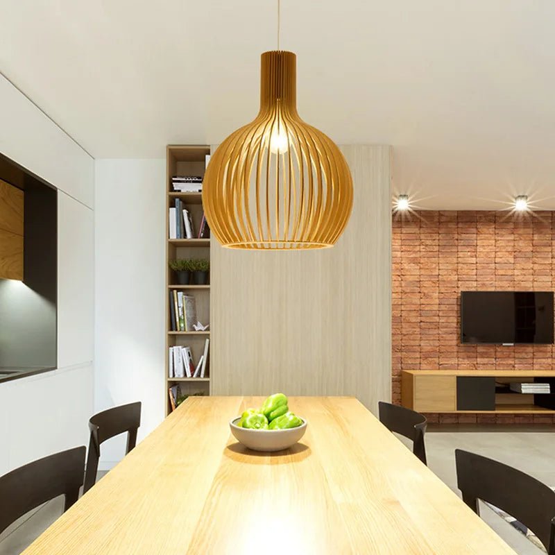 Nordic Wooden Pendant Light - Modern Ceiling Suspension - Luci