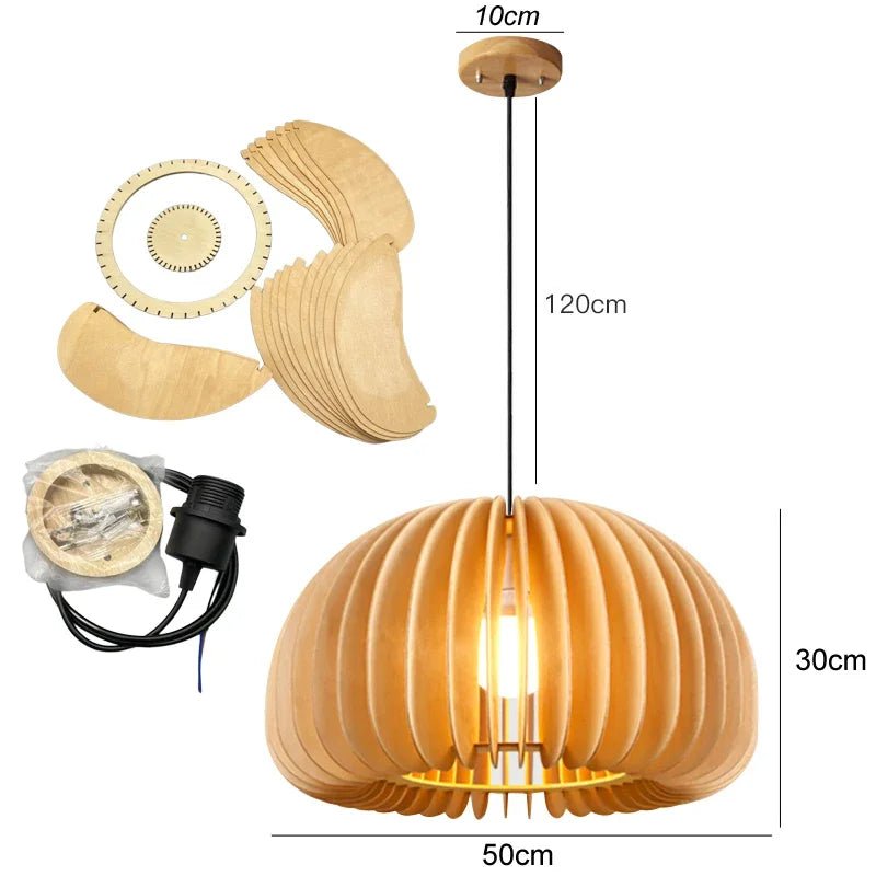 Pendant Wood Pumpkin Light - Modern Handmade Decor - Luci