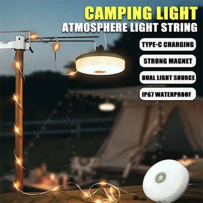4-in-1 Solar Camping Lantern & 10m RGB String Light 