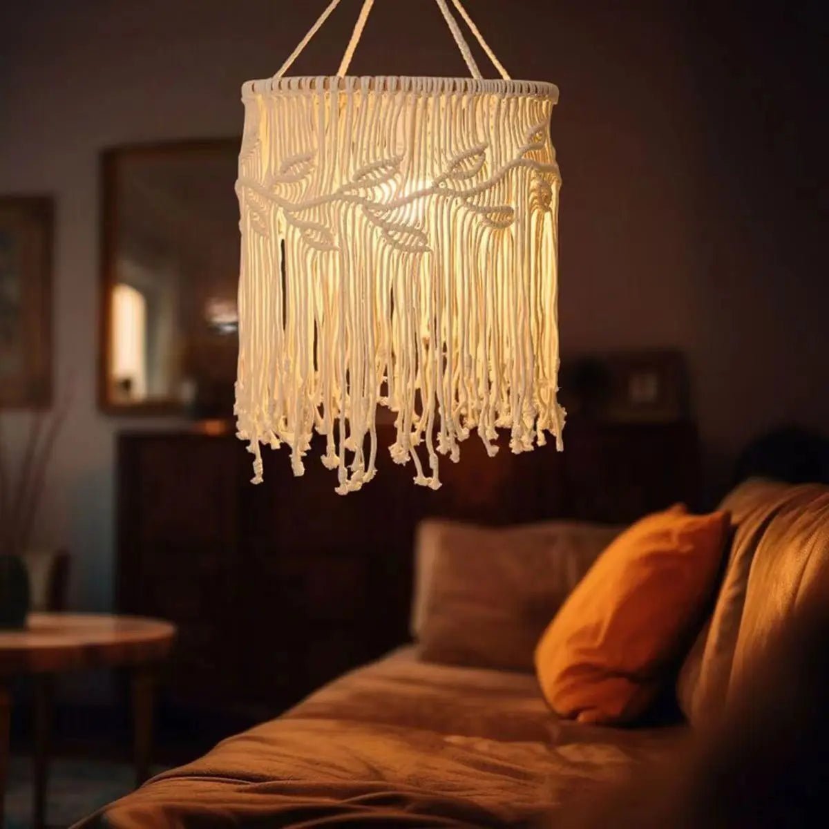 Handcrafted Macramé Lampshade - Boho Chic Light Decor - Luci