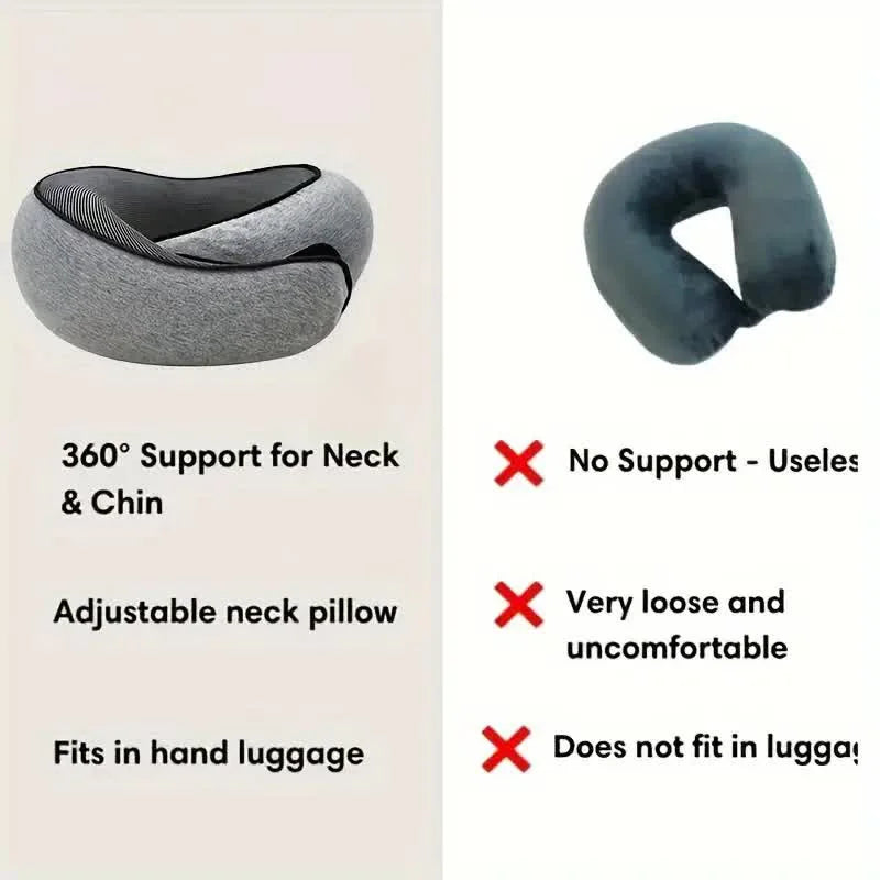 Memory Foam Travel Neck Pillow — Adjustable U-Shaped Support