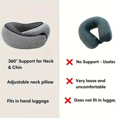 Memory Foam Travel Neck Pillow — Adjustable U-Shaped Support