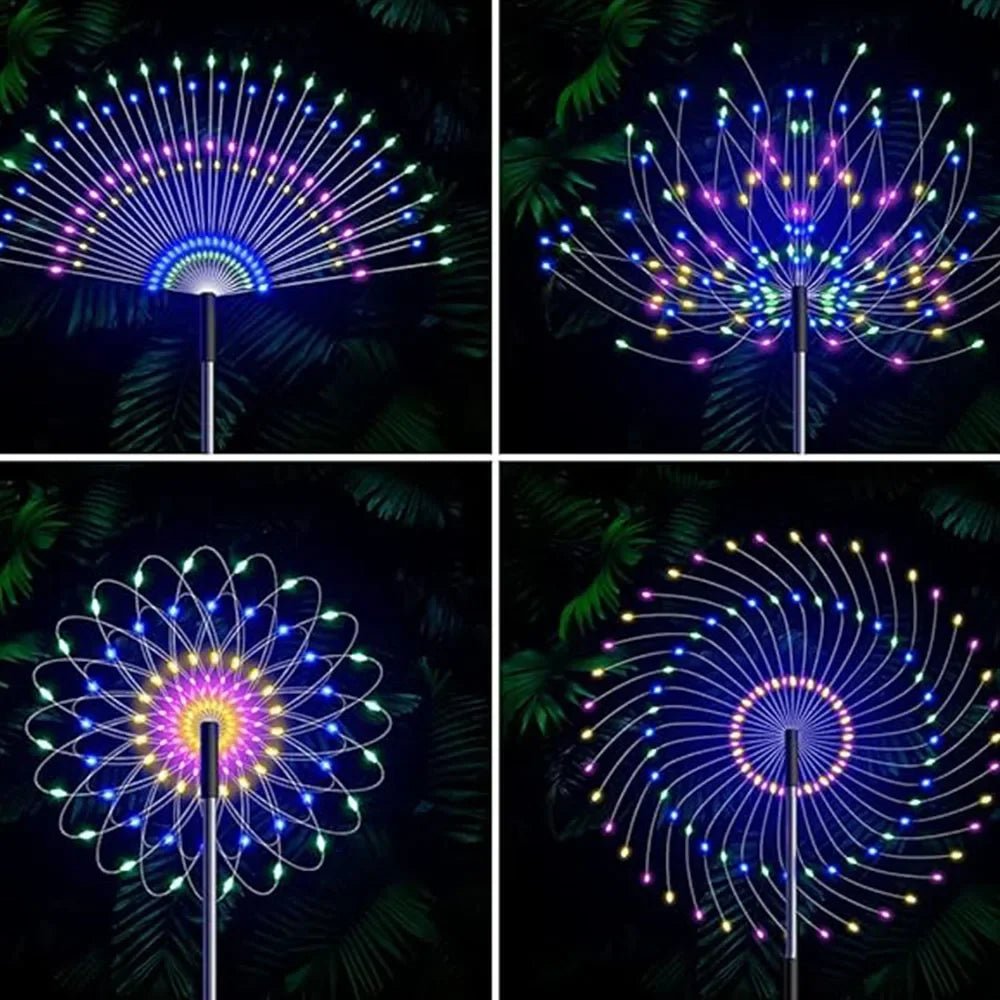 Solar Firework Garden Lights - 150 LED, Waterproof, 8 Modes - Luci