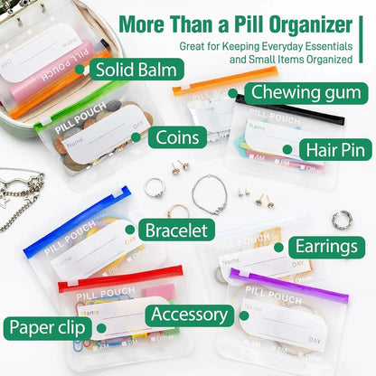 WeekPouch™ Portable Medicine Case — 14 Labelled Zip Pouches