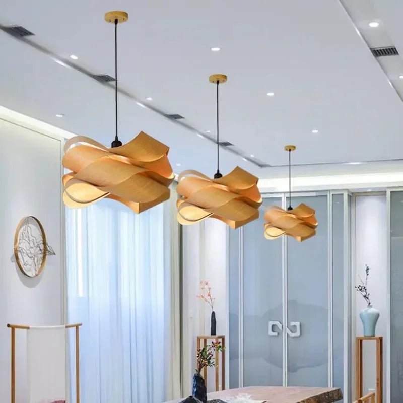 Nordic Minimalist Wooden Pendant Light - Modern Art Decor - Luci
