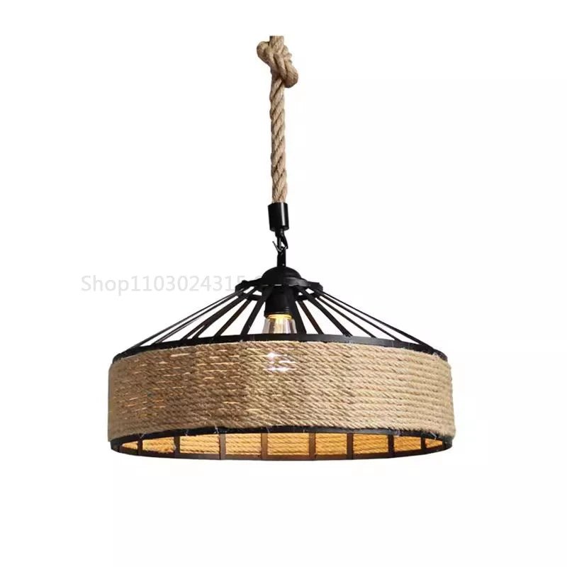 Classic Hemp Rope Pendant Light - Retro Industrial Ceiling Fixture - Luci