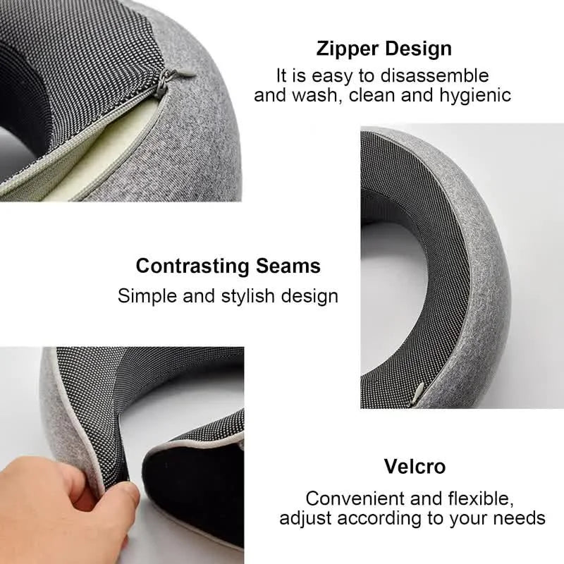 Memory Foam Travel Neck Pillow — Adjustable U-Shaped Support