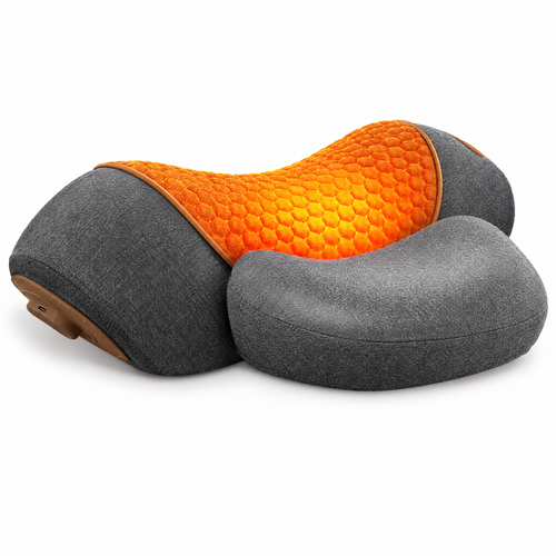3-in-1 heated neck pillow with the warming panel on