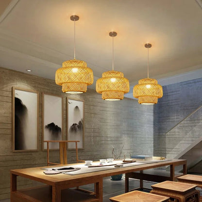 Luminaria Pendente Bambu Estilo Chinês - Luci Express - Luci