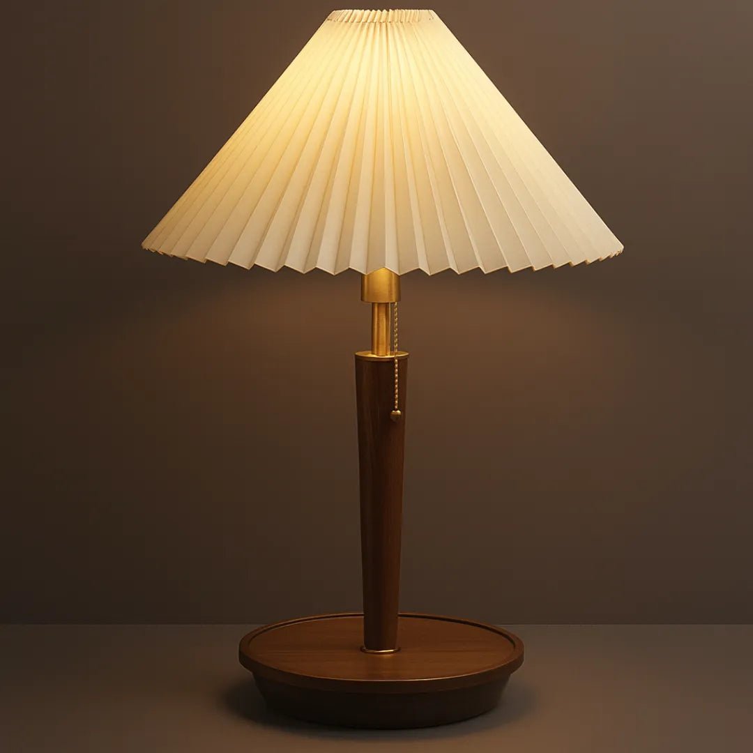 Abajur Plissado em Madeira - Luci Express - Luci